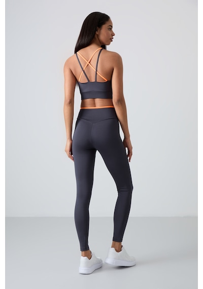Tommylife Antrasit Esnek Standart Fit Performans Kadın Tayt Takım - 95333