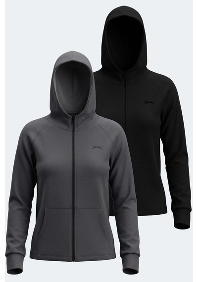 Slazenger Vasco 2 Li Set Kadın Sweatshırt Siyah - Koyu Gri