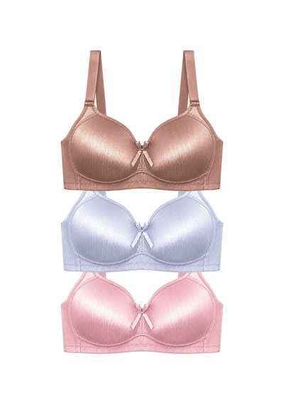 Cottonill Bra - Elvia Büyük Beden Parlak Balensiz Straplez Minimizer Kadın Sütyen 3'lü Paket Çok Renkli