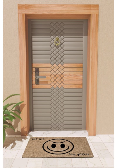 Rugmood Modern Dijtal Baskı Hoşgeldiniz Güle Güle Smile Kapı Önü Paspası Çok Renkli