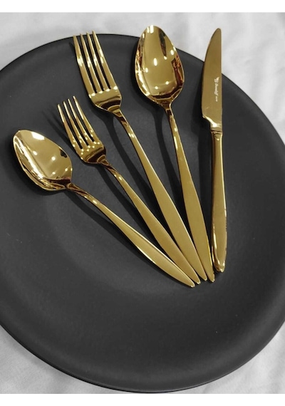Carmen 60 Parça Çay Kaşıksız 12 Kişilik Çatal Kaşık Bıçak Seti Gold