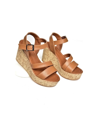 Fox Shoes S996061209 Taba Dolgu Topuklu Kadın Ayakkabı Taba