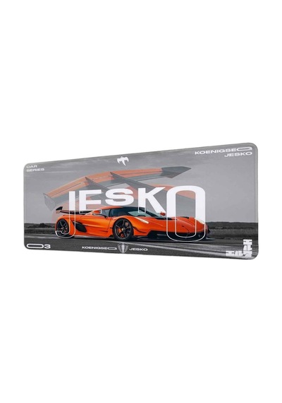 Koenigsegg Jesko Turuncu Spor Araba 40x90 Cm Oyuncu Mousepad Kaymaz Taban Büyük Boy Siyah
