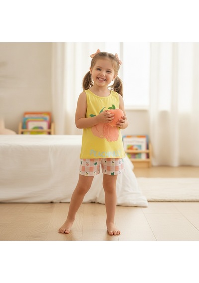 Bonbon Çocuk Baskılı Sarı Renk 2'li Takım Cb1046