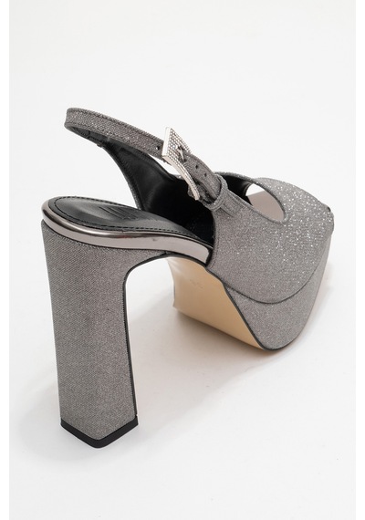 Luvishoes Luvi Shoes Glora Platin Simli Kadın Platform Topuklu Abiye Ayakkabı Platin
