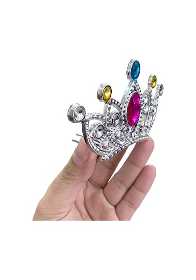 Gümüş Renk Taraklı Model Prenses Kraliçe Tacı 2 No 12x7 Cm Diğer