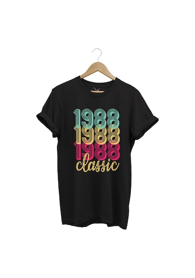 1988 Retro Vintage Classic Baskılı %100 Pamuk Regular Fit Unisex T-shirt Siyah