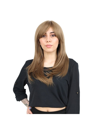 Düz Perçemli Orta Boy Fiber Sentetik Peruk / Bebek Kumralı - Zmff-713758 Renkli