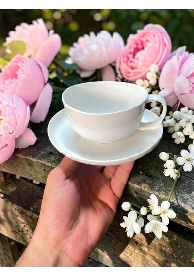 6 Kişilik Porselen Çay Fincanı Beyaz 220ml Diğer