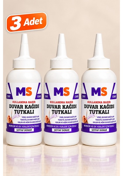 3 Adet Duvar Kağıdı Tutkalı 150 Gr Şeffaf Hazır Ovalit Sıvı Güçlü Bordür Vinil Tekstil Yapıştırıcısı