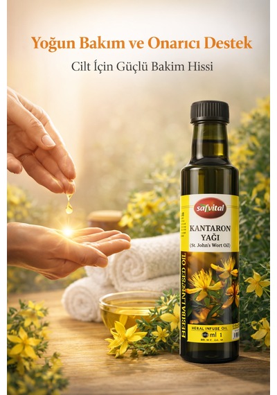 Kantaron Yağı 250 Ml %100 Maserasyon Büyük Boy Bitkisel Bakım Yağı Cilt Ve Masaj İçin