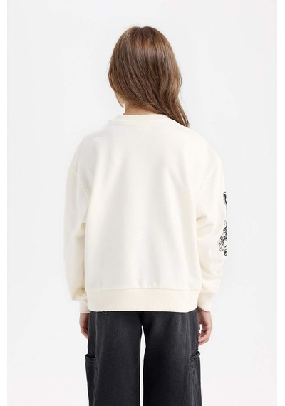 DeFacto Kız Çocuk Oversize Geniş Kalıp Bisiklet Yaka Baskılı Sweatshirt D6629A824AUER99 DeFacto Kız Çocuk Oversize Geniş Kalıp Bisiklet Yaka Baskılı Sweatshirt D6629A824AUER99