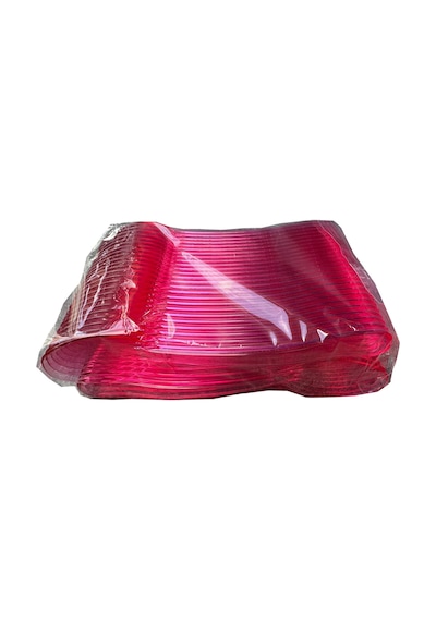 Plastik Şeffaf Pembe Sup Kaşık - Tatlı Dondurma Kaşığı - 12.5 Cm. - 50 Adetlik 10 Paket Pembe
