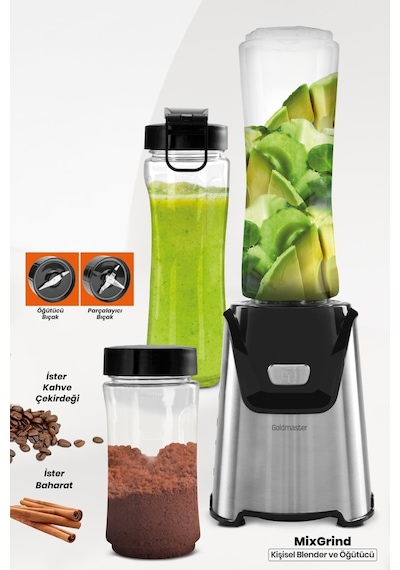 Goldmaster Mixgrind 2 in 1 Kişisel Smoothie Blender ve Kahve Baharat Öğütücü