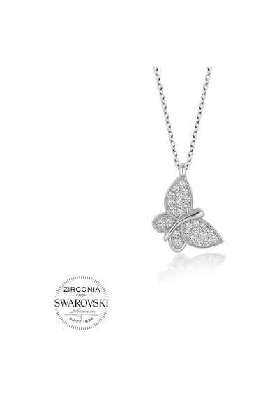Swarovski Taşlı Gümüş Kelebek Bayan Kolye Gümüş