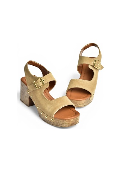 Fox Shoes Y996793502 Bej Süet Kalın Topuklu Kadın Ayakkabı