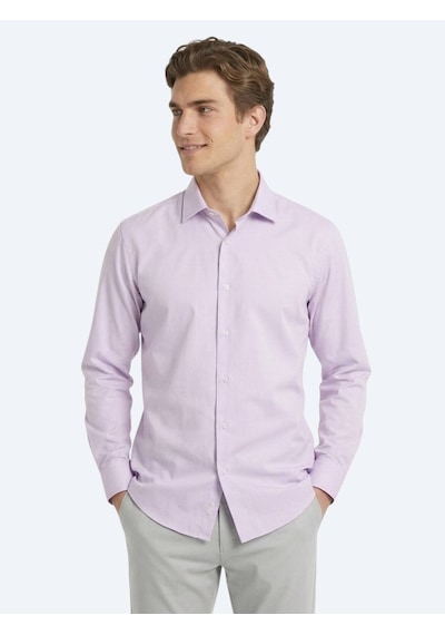 Kip Açık Pembe Regular Fit Uzun Dokuma Casual Pamuk Karışımlı Gömlek