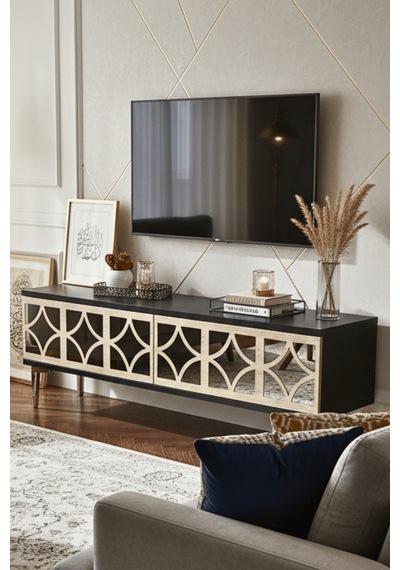 Tsa1236ats - Öztv120 Tv Stand, Tv Sehpası Antrasit - Traverten - Sılver 120cm