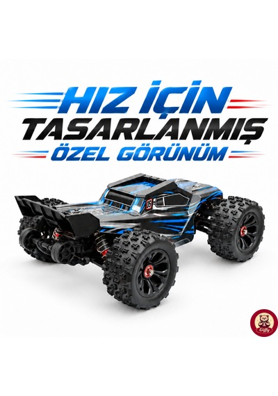 Oyuncak 2.4 Ghz Uzaktan Kumandalı Rc Arazi Arabası 40 Km/sa Hız 4x4 Çekiş Metal Şase Rc390 Motor Şarjlı Led Işıklı Gaz Ve Direksiyon Hassasiyetli Mavi