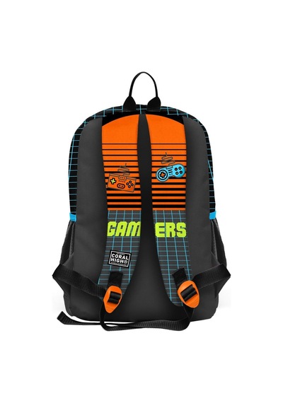 Coral High Kids Gri Turuncu Gamer Desenli Dört Bölmeli Okul Sırt Çantası 23746
