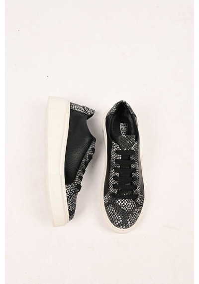 Bestello Bağcıklı Poli Taban Hakiki Deri Sneaker 101-5022-09-26k Kadın Ayakkabı Siyah