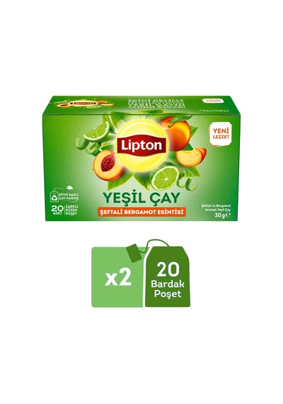 Lipton Şeftali Ve Bergamot Aromalı Yeşil Çay 20li X 2 Adet