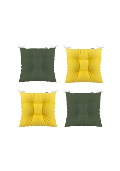 4'lü Kombin Pofidik Kare Sandalye Minderi 40 X 40 Cm Sarı-haki