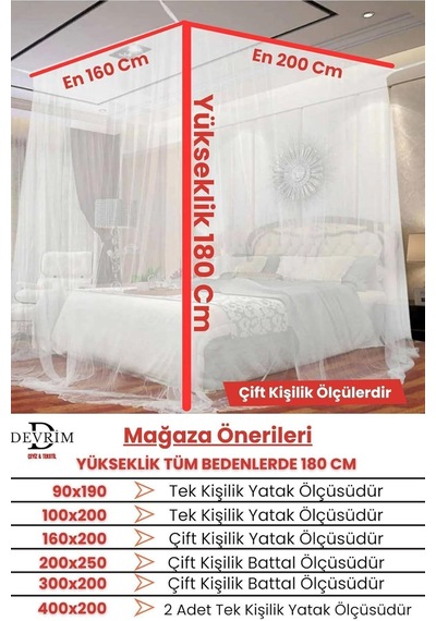 Lüks 1.sınıf Özel Tasarım Cibinlik, Sineklik Çift Kişilik 200x200 Genel