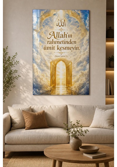Allah In Rahmetinden Ümit Kesmeyin Baskılı Cam Tablo Dini Uv Duvar Dekoru