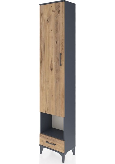 Arges Dolap 3 Raflı Tek Çekmeceli Tek Askılı 44x30x221 Antrasit-çam Antrasit