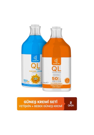 Quality Life Bebek Ve Yetişkin Güneş Kremi Seti SPF50+ 2 x 110 ML