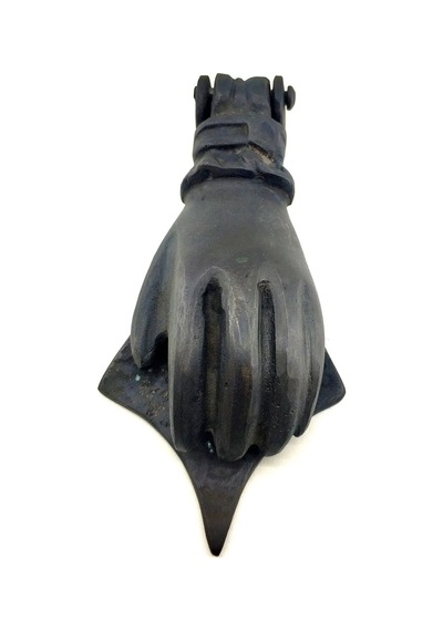 Cntma Antika Tarz Dekoratif Pirinç El Kapı Tokmağı, Taktak - 167x75 Mm, Oksit