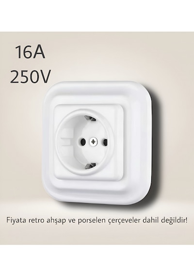 Porselen Kare Priz Beyaz 1 Girişli Priz