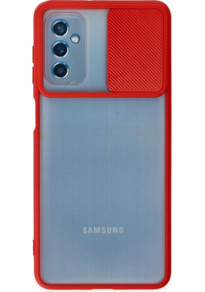 Ilkeshop Newface Samsung Galaxy Uyumlu M52 5g Kılıf Palm Buzlu Kamera Sürgülü Silikon - Kırmızı