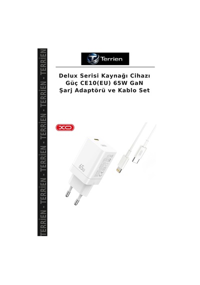 Delux Serisi Kaynağı Cihazı Güç Ce10 Eu 65w Gan Şarj Adaptörü Ve Kablo Set