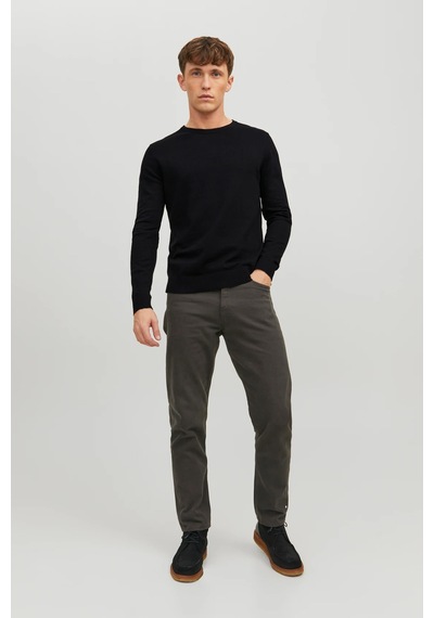 Jack & Jones Erkek Bisiklet Yaka Siyah Triko Kazak - 12208364 Siyah