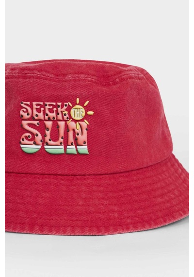 Defacto Baskılı Pamuklu Bucket Şapka Kız Çocuk G6030a826smrd2 Kırmızı-rd2