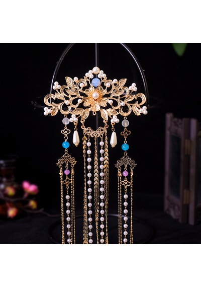 "çift Katmanlı Boncuklu Adım Sallama Püsküllü Vintage Hanfu Saç Çatalı - Zarif Retro Saç Klips Aksesuarı" Çok Renkli