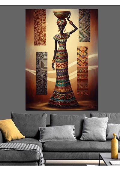 Ahşap Tablo Afrikalı Kadın Tribal Sanat