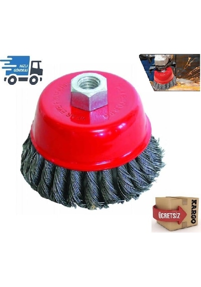 Çanak Daire Tel Fırça Burgulu 75 Mm