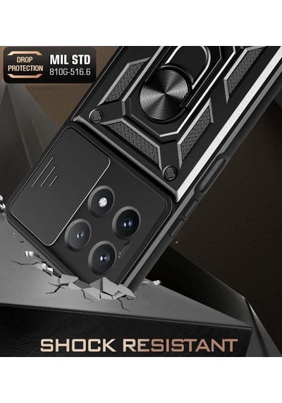 Tr Constraın Xiaomi Poco X6 Pro İle Uyumlu Kaze Tora Kamera Korumalı Sürgülü Yüzüklü Armor Military Tank Kızakl