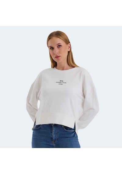 Slazenger VITAL Oversize Kadın Oversıze Beyaz Sweatshirt