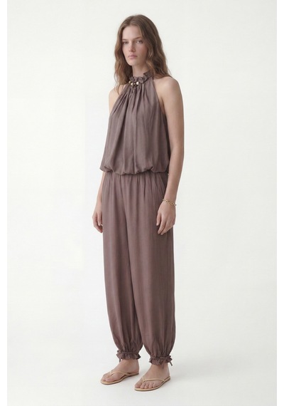 Antioch 100% Lyocell Bluz Pantolon Takım Kahverengi