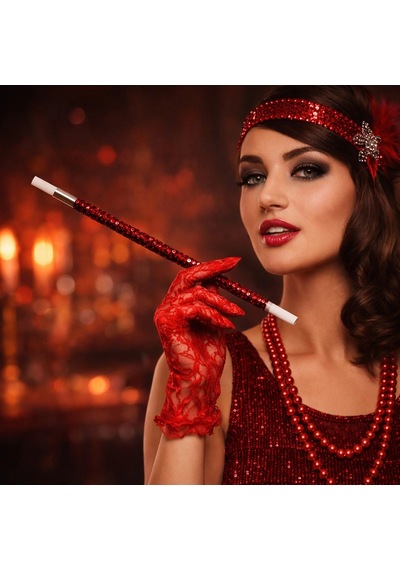 Mey İthalat 30 Cm Kırmızı Payetli Sigara Tutacağı 1920 Ler Gatsby Parti Aksesuarı 28609176