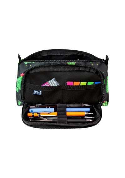 Jacbag Prime Xl-lastik Ayraçlı İki Bölmeli Kalem Kutusu Prime Xl-kaktüs renkli