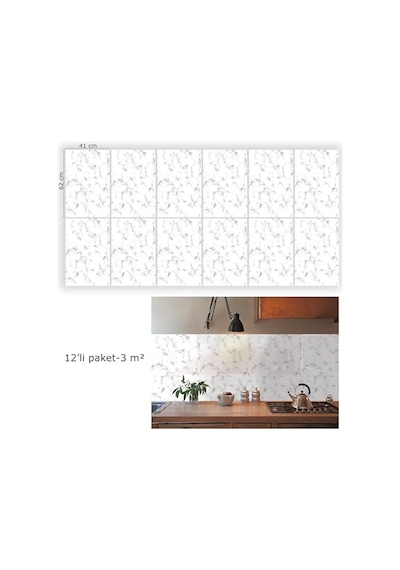 Kendinden Yapışkanlı Yer Zemin Kaplama, Duvar Kaplama, Fayans Çıkartması Granit Mermer Desenli Pvc Panel 41x62 Cm Genel