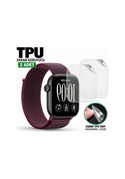 Apple Watch Series 12 46mm İle Uyumlu Ekran Koruyucu A3587 Tpu Şeffaf Çizilmeye Dayanıklı Esnek Yapı 2 Adet Çok Renkli