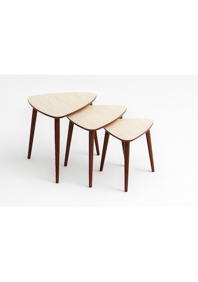 Eg Home Tokyo 3'lü Zigon Sehpa %100 Mdf Traverten