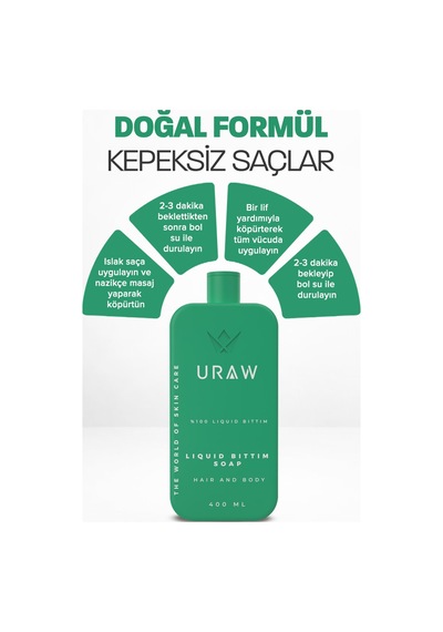 Uraw Saç Derisi Arındırıcı ve Kepek Karşıtı Sıvı Bıttım Sabunu 400 ML