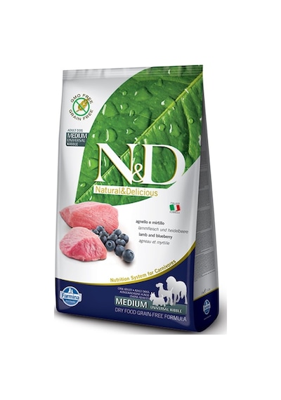 N&D Tahılsız Kuzu Etli ve Yaban Mersinli Orta Irk Yetişkin Köpek Maması 2.5 KG